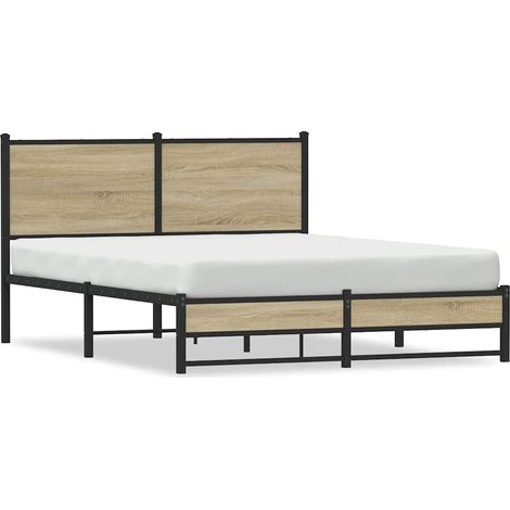 Maison Exclusive - Metallbett ohne Matratze Sonoma-Eiche 150x200 (1/5)
