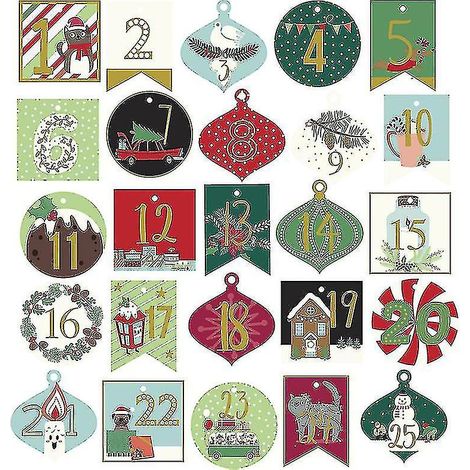 25 étiquettes cadeaux numérotées pour calendrier de l'Avent