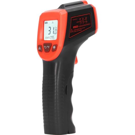 Pistolet de mesure de température infrarouge industriel portable sans contact, boîtier ABS, numérique, rouge (1/5)