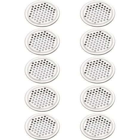 Grille de ventilation ronde, aérations en acier inoxydable, format de montage 53 mm, argent, 10 pièces(plates) (1/5)