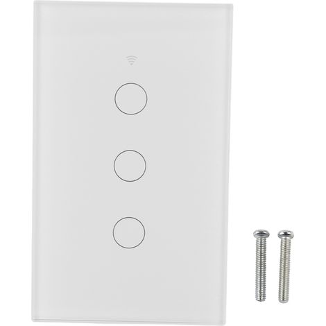 Interrupteur tactile WiFi écran rond compatible Alexa Google 3‑voies AC 90‑250V (Prise US blanc) (1/5)