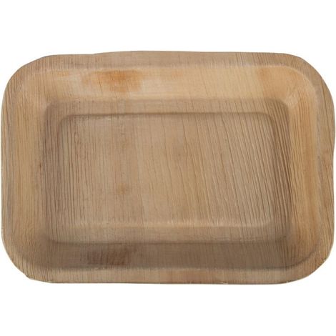Assiettes creuses rectangulaires en feuilles de palmier 250mm (lot de 100) - FIESTA COMPOSTABLE (1/5)