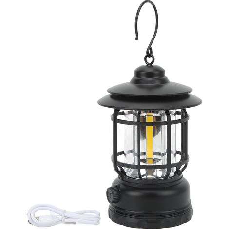 Lanterne de camping ABS à piles, lumière chaude COB à 360°, lampe rétro pour pannes de courant, ouragans, décoration extérieure (1/5)