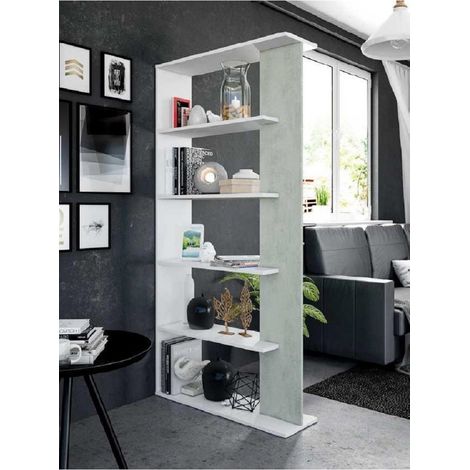 Offenes Design-Bücherregal aus weißem Beton cm 90 x 25 x 180 h (1/3)