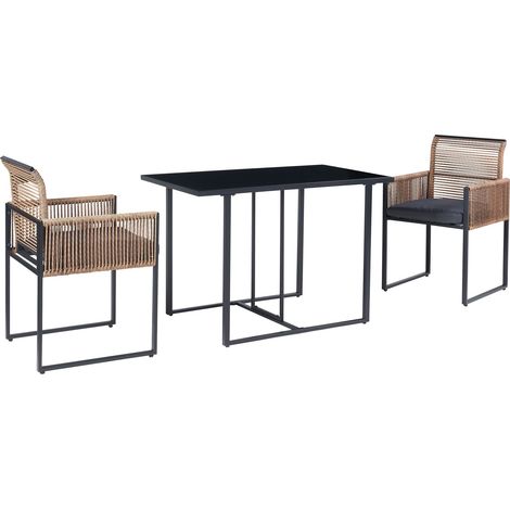Conjunto de muebles de jardín de 3 piezas negro marrón y gris 030009414 (1/5)
