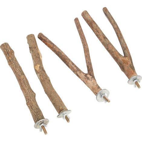 perchas para pájaros, madera natural, superficie rugosa, accesorios de fijación, jaula para loros (1/5)
