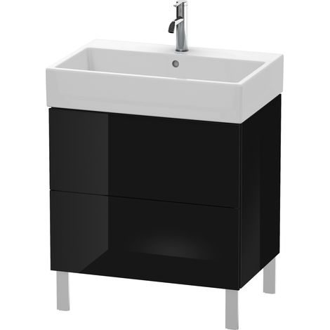 Duravit Meuble sous-lavabo L-Cube sur pied 68,4 x 45,9 cm, 2 tiroirs, pour Vero Air 235070, Coloris: Laque noire brillante - LC677604040 (1/4)