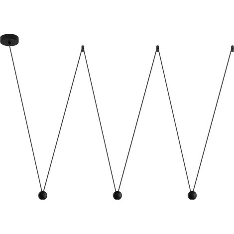 Merano Burbank Plafonnier LED Intégré 3 Lumières Noir Aluminium Fil Tissu Noir LED 3x4.5W 660Lm 3000K