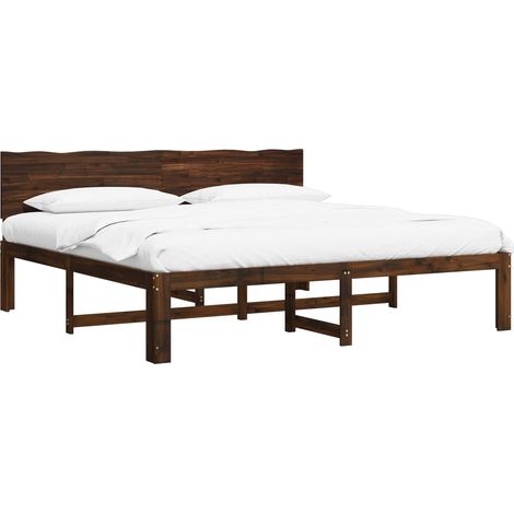 Double Bed Frame with Headboard ROSTOCK Dark Brown 180 x 200 cm vidaXL
