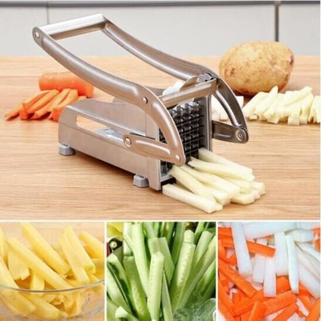 Couteau à frites en acier inoxydable Machine à lame professionnelle Pomme de terre Légume Concombre Carotte Couteau-Argent (1/4)