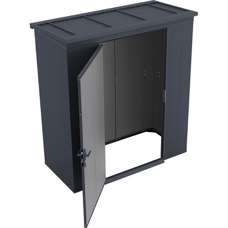WEKA Gary Metallgerätehaus anthrazit 1,5 m² Gerätehaus aus Metall in Anthrazitgrau, Geräteschrank mit 0,7 mm Wandstärke Gartenhaus
