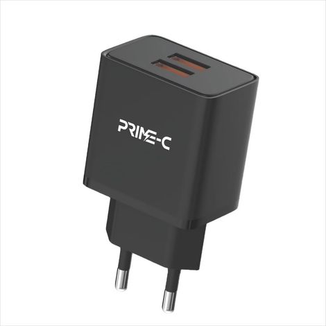 Chargeur secteur double USB, 2 ports USB, 3 A, prise européenne - Noir (1/2)