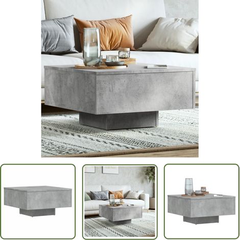 The Living Store Couchtisch Betongrau 60x60x31,5 cm Holzwerkstoff - Couchtisch - Wohnzimmereinrichtung - Beistelltisch - Grau - Holzmöbel (1/5)