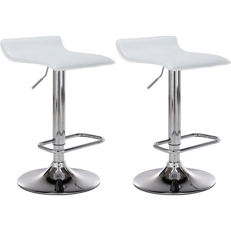 Set di 2 sgabelli da bar in sintetico bianco regolabili in altezza con poggiapiedi cromato TDB10163