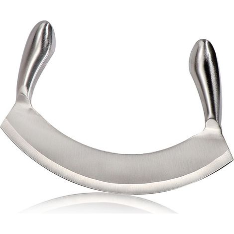Cuchillo de pan de acero inoxidable, cuchillo para pizza y queso, cortador de turrón, cortador de vainilla, cortador de pasta, cortador de pasta de doble mango (cortador de pasta de dos manos) (1/5)