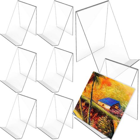 Lot de 8 porte-revues transparents en acrylique, présentoirs pour livres et brochures, pour bureau. (1/5)