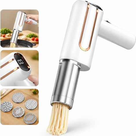 1 Pc Machine a Nouilles Electrique Blanche 40W Inox ABS 21.5 x 5.6 x 22.5 cm Automatique Pates Fraiches Spaghetti Maison Cuisine (1/5)