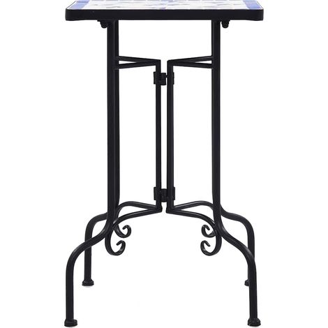 vidaXL Mesa auxiliar de mosaico cerámica azul y blanco (1/2)