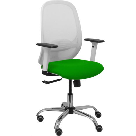 Sedia Cilanco bianca rete bianca rete verde bali seduta regolabile bracciolo base cromata ruote parquet