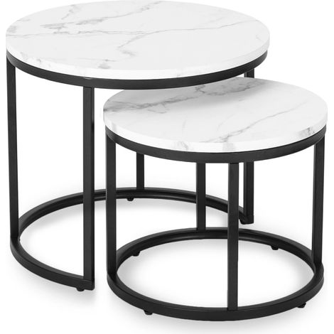 Dafne Couchtisch-Set 43 cm/53 cm Weißer Marmor Moderner Glamour (1/5)