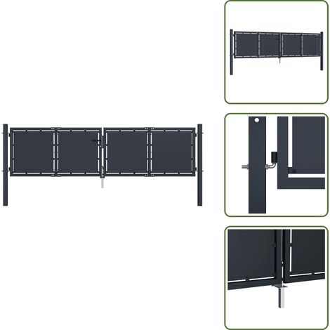 Gartentor Stahl 300 x 75 cm Anthrazit - Gartentor - Gartentore - Zauntor - Zauntore