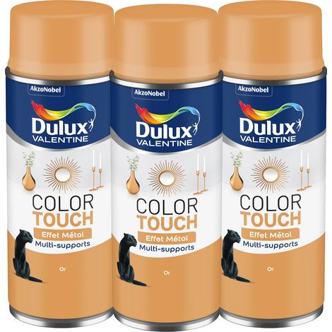 Multi Pack 3 - Peinture aérosol Color Touch Multi-Supports - Effet Metallisé Or 400 ml - Dulux Valentine