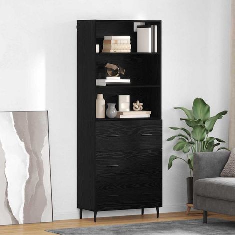Highboard Schwarz Eichen-Optik 69,5 x 34 x 180 cm (1/5)