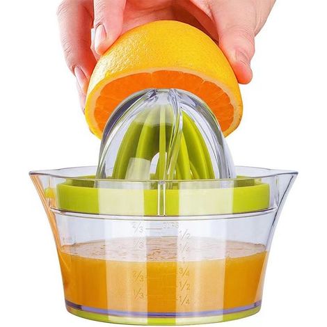 Presse-agrumes manuel en acier inoxydable, presse-oranges manuel avec récipient, permet de presser les citrons, les oranges et autres agrumes. (1/5)