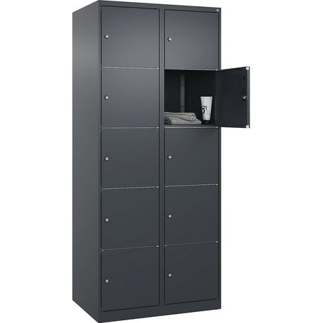 C+P, Vestiaire à 5 casiers Classic PLUS, 2 compartiments, gris