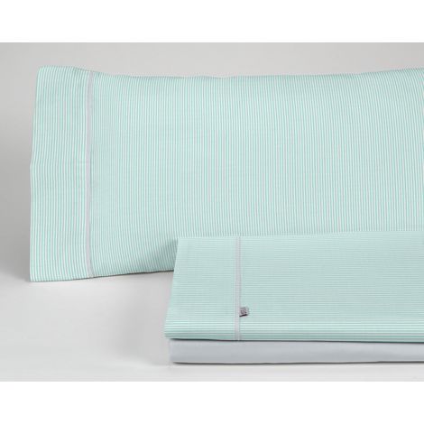 Juego de sábanas Greta color aqua - Cama de 135/140 (3 piezas) - 100% algodón - 200 hilos. Gramage: 125 (1/5)