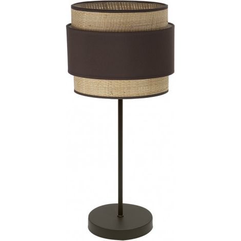 kandy hohe tischlampe 1xe27 natur/braun 67x30x30 cm