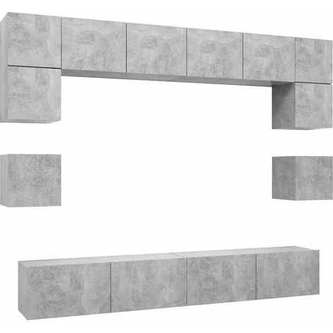 Maison Exclusive - 8-tlg. TV-Schrank-Set Betongrau Holzwerkstoff (1/5)