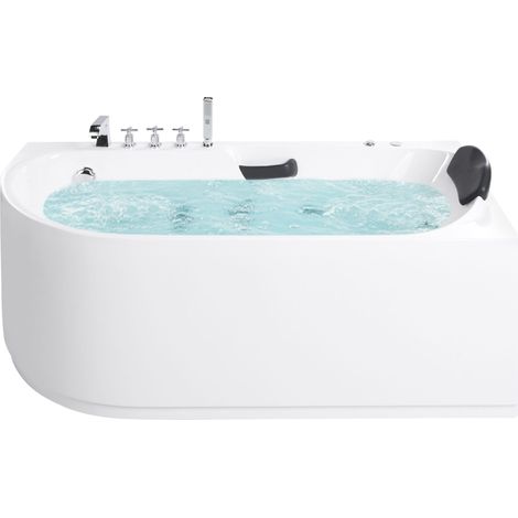 Vasca da bagno con idromassaggio Acrilico bianco e Acciaio inossidabile 170 x 80 cm Bianco lato sinistro Sayula (1/5)