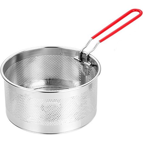 Cesta de acero inoxidable para freír y colar pasta con mango desmontable (16 cm) (1/5)