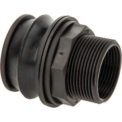 tecuro PUSH-IN Universal Behälterverschraubung 1 1/2 Zoll AG x 1 1/4 Zoll IG - DN 34, Tankdurchführung, PP/EPDM