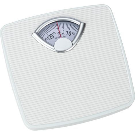 Mechanische Retro-Badezimmerwaage – Tragkraft bis 130 kg – Großes Display – Rutschfeste Stahlplattform – Verstellknopf – 27 x 4,5 x 26,5 cm (1/5)