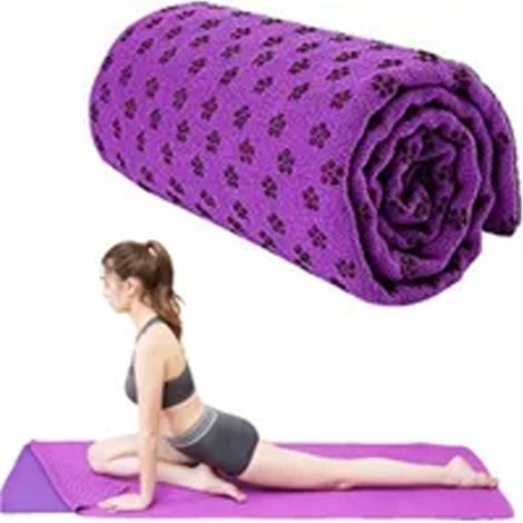 Pièce - Housse de Tapis de Yoga - Tissu Sportif Antidérapant - Serviette de Yoga Antidérapante - Douce - 183 x 63 cm - Violette (1/3)