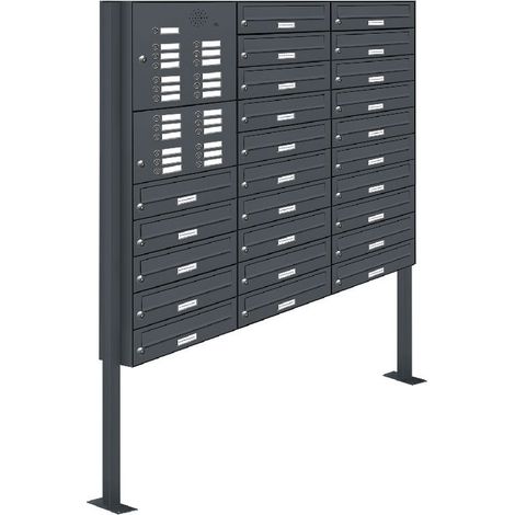 25er Briefkasten Standanlage Freistehend RAL 7016 Anthrazit Klingel (1/5)