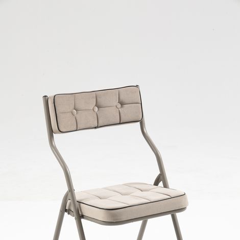 Set di 2 sedie pieghevoli imbottite in velluto kaki con struttura in acciaio MODENUIT (1/5)