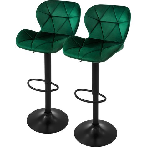ML-Design Set di 2 Sgabelli da Bar Rivestimento in Velluto Verde Sedia da Bancone Regolabile in Altezza 59-79 cm Girevole a 360° Sgabello Alto da Cucina Sedie da Bistrot con Schienale e Poggiapiedi (1/5)