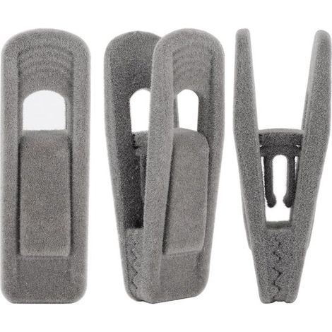 Morsetto - Clip per appendiabiti in velluto - 20 clip antiscivolo per appendiabiti - clip resistenti per appendiabiti - clip rimovibili per appendiabiti - grigio (1/5)