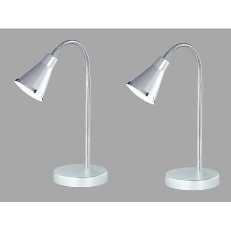 Moderne flexible LED Schreibtischleuchten 2er SET 1 flammig Kunststoff in silber (1/5)