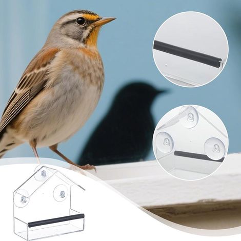 Window Suction Cup Cabin Bird Feeder with Extra Rubber Strip  Anti-Drop Outdoor Window Bird Supply (1/5)