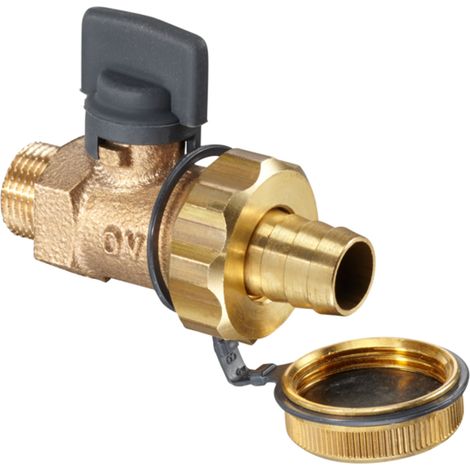 OVENTROP Grifo de esfera KFE Optiflex con rosca exterior PN 16 de bronce rojo, con racor de manguera de latón DN 15, G 1/2, 1032404
