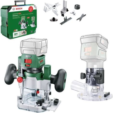Bosch – Affleureuse sans fil 18V – Moteur sans balai – Base Router Plunge – Pour fraisage précis dans bois dur – Poids léger 1,1 kg - 18V-8 (1/3)