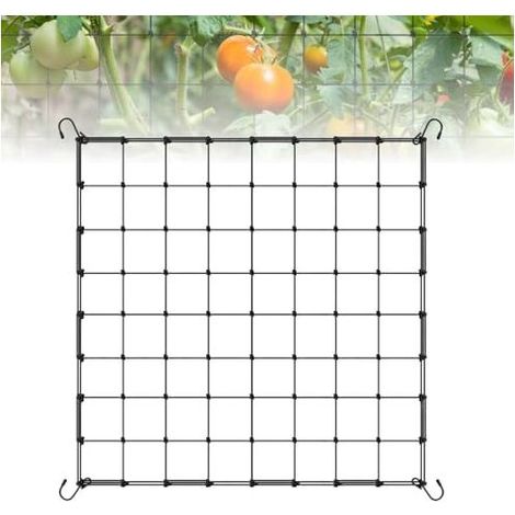 Scrog-Netz – 90 x 90 cm – mit 4 Edelstahl-S-Haken – für Growzelte – Kann als Aufbewahrungsnetz für Gemüse, Obst und Zierpflanzen verwendet werden (1/5)