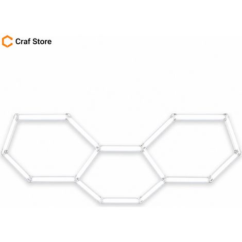 Éclairage Garage LED Hexagonal 160W, Kit Lampe Plafond Nid d’Abeille XP-10-5, Luminaire Modulaire pour Garage, Atelier, Lavage Auto, Detailing, Car Wash et Showroom, Module 575 mm, 85-265V