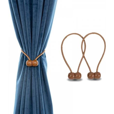 Pince à cordon magnétique, style européen classique, crochet à rideau avec aimant, marron (1/5)