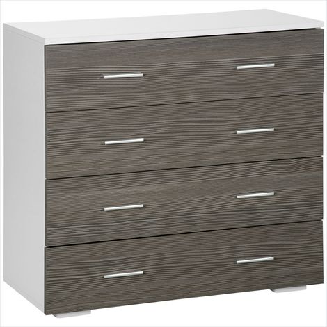 Table de chevet 4 tiroirs blanc gris 76 x 35 x 72 cm (1/5)