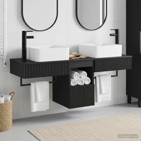 vidaXL Bathroom Cabinet Set 3 pcs Black 136 x 35 x 80 cm (1/5)